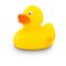 gelbe Rennente Ralf Mini mit gelben Körper und orangenem Schnabel für Entenrennen. Größe: ca. 6 cm. Inklusive Schwimmgewicht