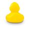 gelbe Rennente Ralf Mini mit gelben Körper und orangenem Schnabel für Entenrennen. Größe: ca. 6 cm. Inklusive Schwimmgewicht