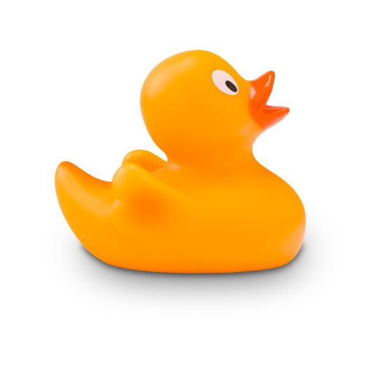 gelbe Badeente Carla Mini mit orangenem Schnabel, Größe 6cm, inkl. Quietschventil