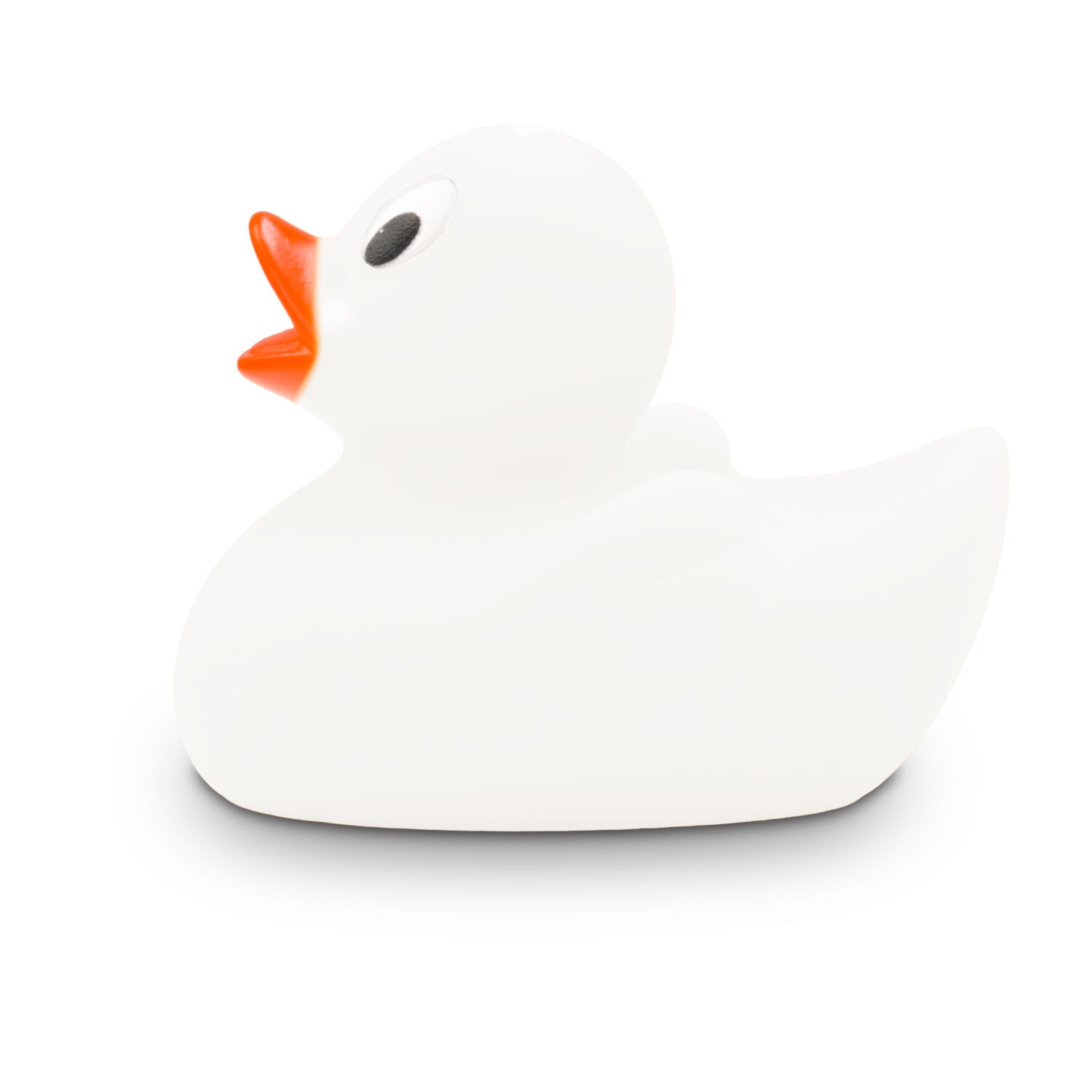 weiße Badeente Lotta XS mit orangenen Schnabel, Größe: ca. 4 cm, inklusive Quietschventil