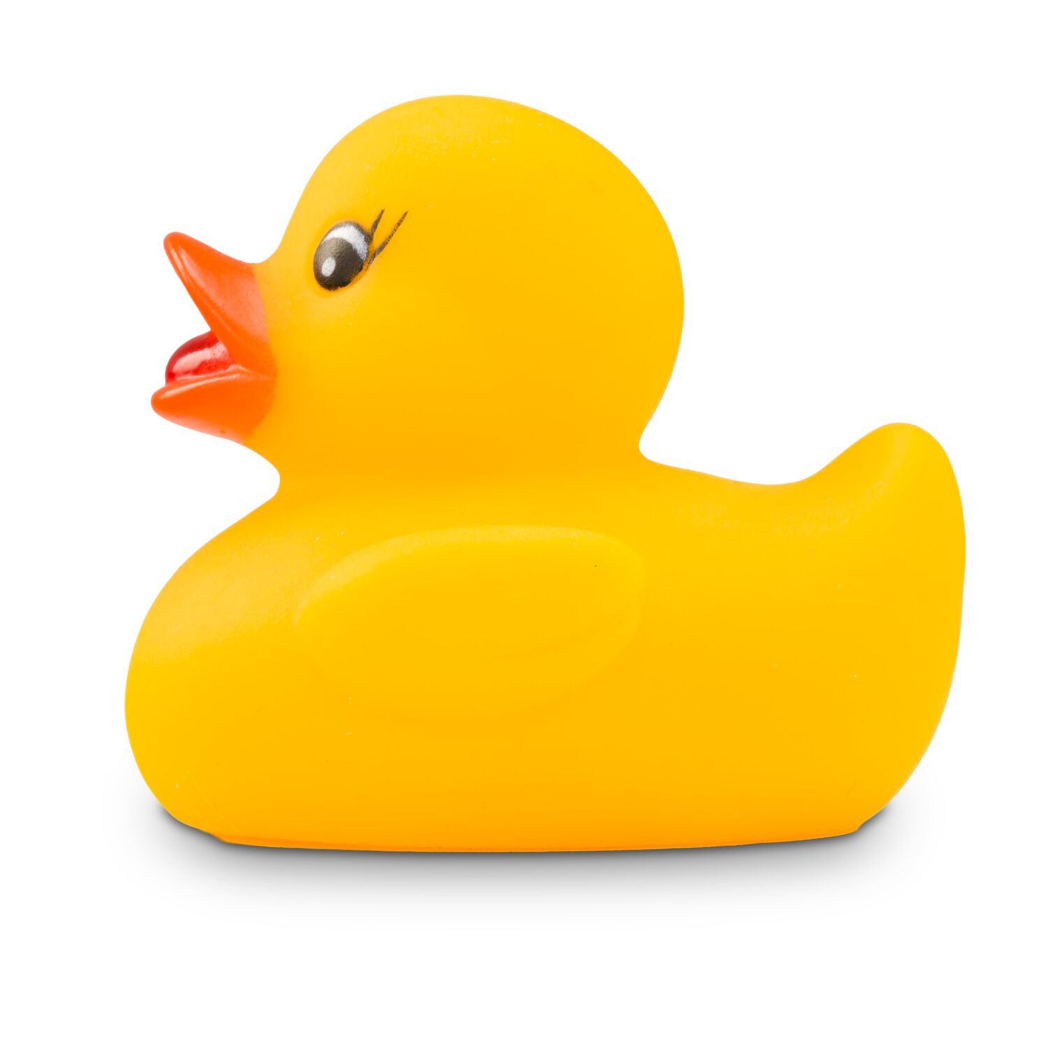 gelbe Badeente Mandy mit orangenem Schnabel und WimpernGröße: ca. 8 cm. Inklusive Quietschventil