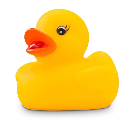 gelbe Badeente Mandy mit orangenem Schnabel und WimpernGröße: ca. 8 cm. Inklusive Quietschventil