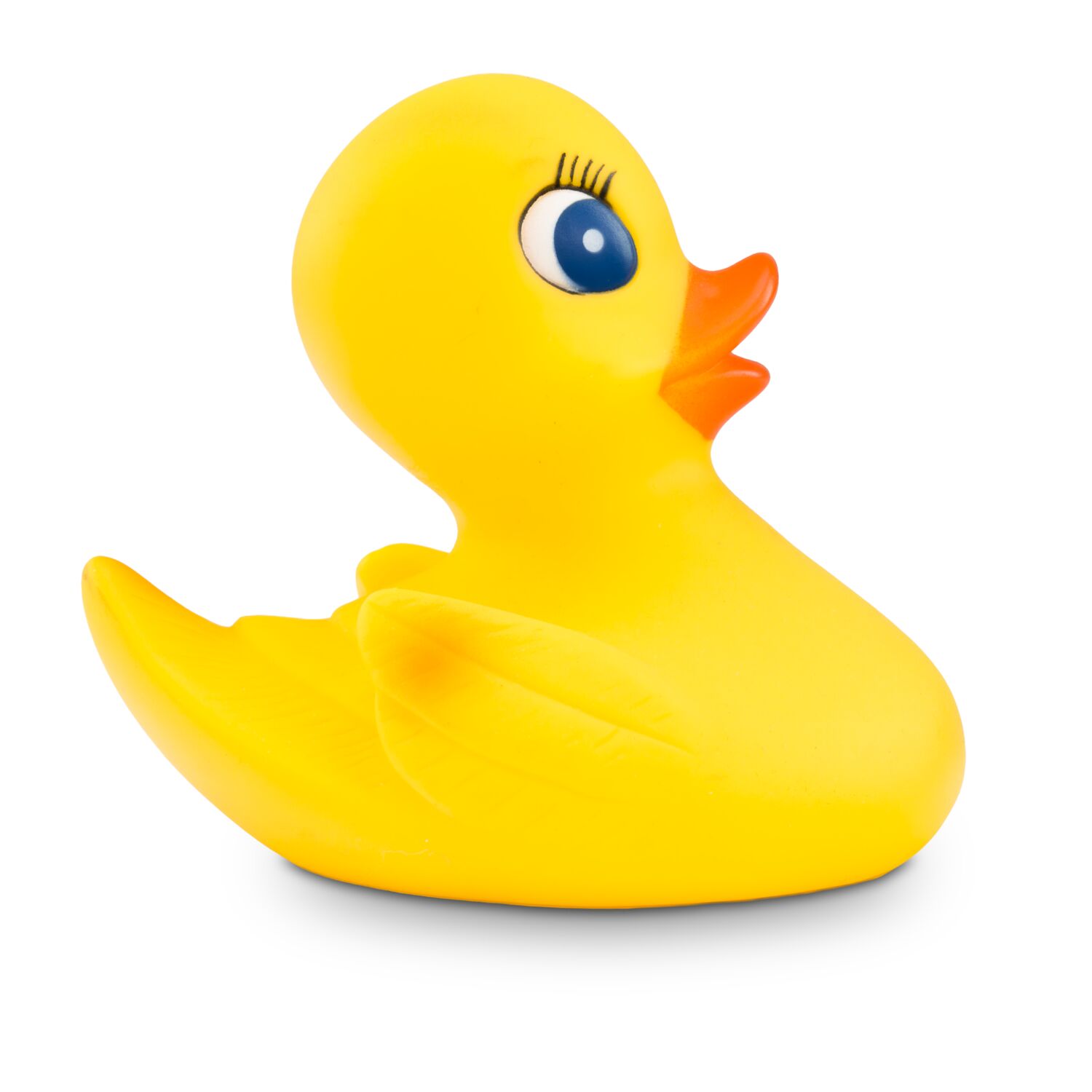 gelbe Badeente Heidi mit Wimpern und blauen Augen,Größe: ca. 10 cm. Inklusive Quietschventil