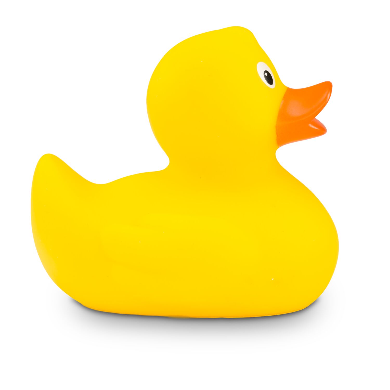 gelbe Badeente Mini-Emma in Kleinformat mit orangenem Schnabel, Größe: ca. 6 cm. Inklusive Quietschventil