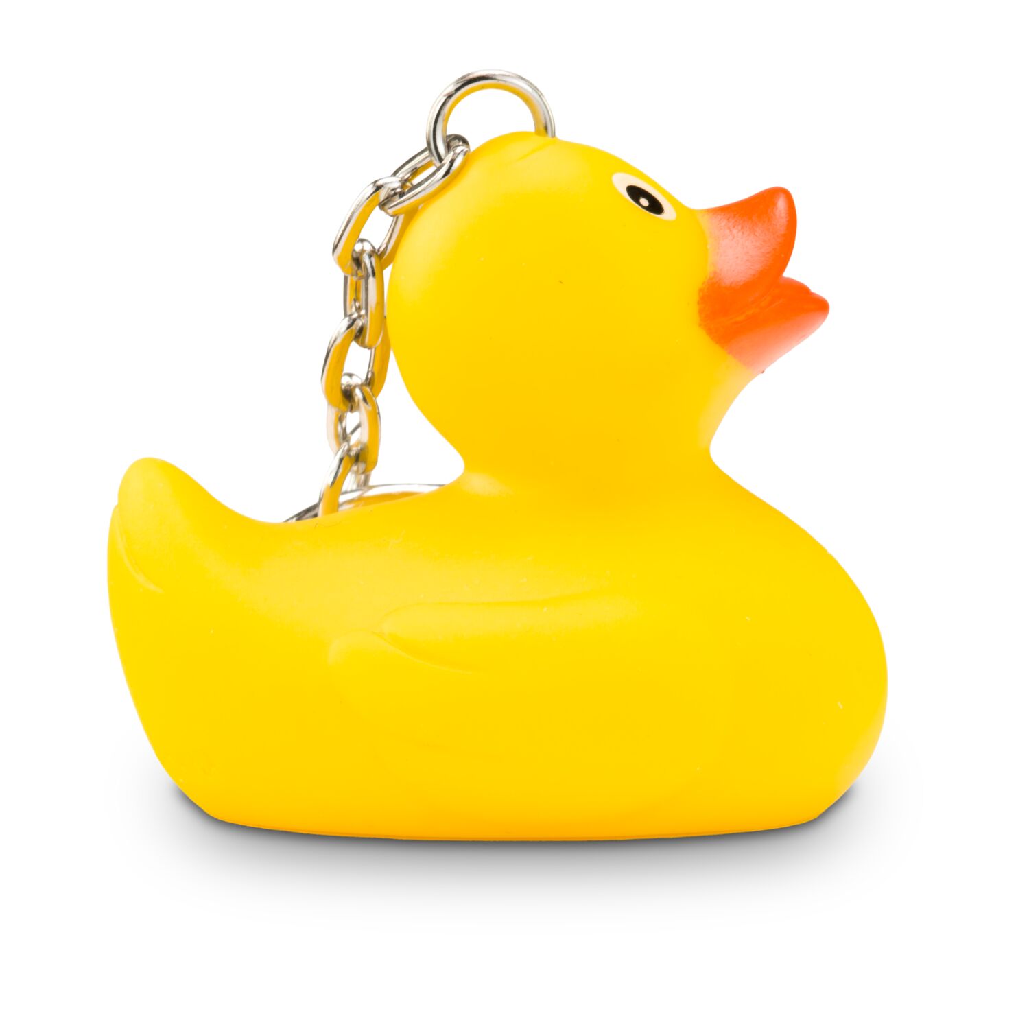 gelbe Badeente XS-Emma mit orangenem Schnabel, Größe: ca. 5 cm. Inklusive Quietschventil und Schlüsselanhänger