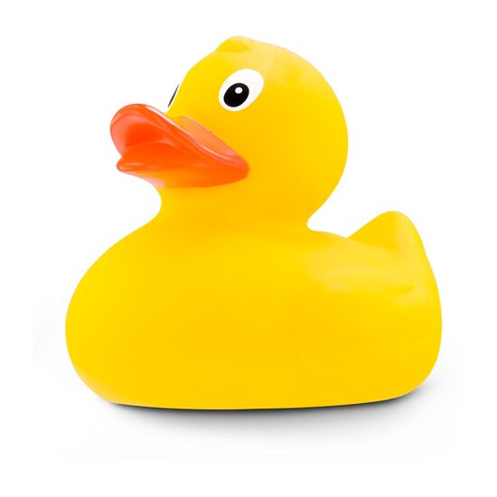 gelbe Werbeente Emma XXL mit orangenem Schnabel, Größe: ca. 30 cm, inklusive Quietschventil