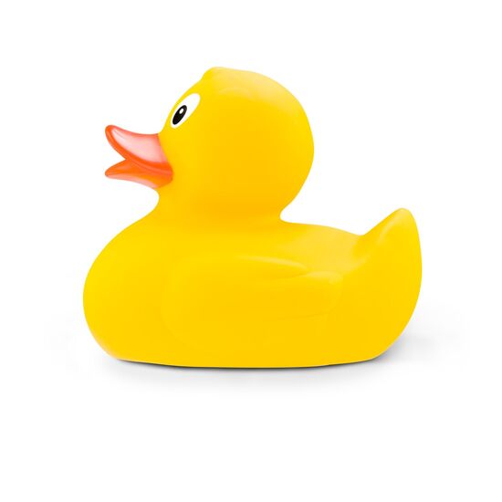 gelbe Werbeente Emma XXL mit orangenem Schnabel, Größe: ca. 30 cm, inklusive Quietschventil