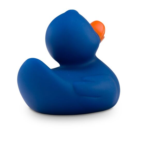 blaue Badeente Boris mit orangenen Schnabel in Standardform, Größe: ca. 8 cm, inklusive Quietschventil