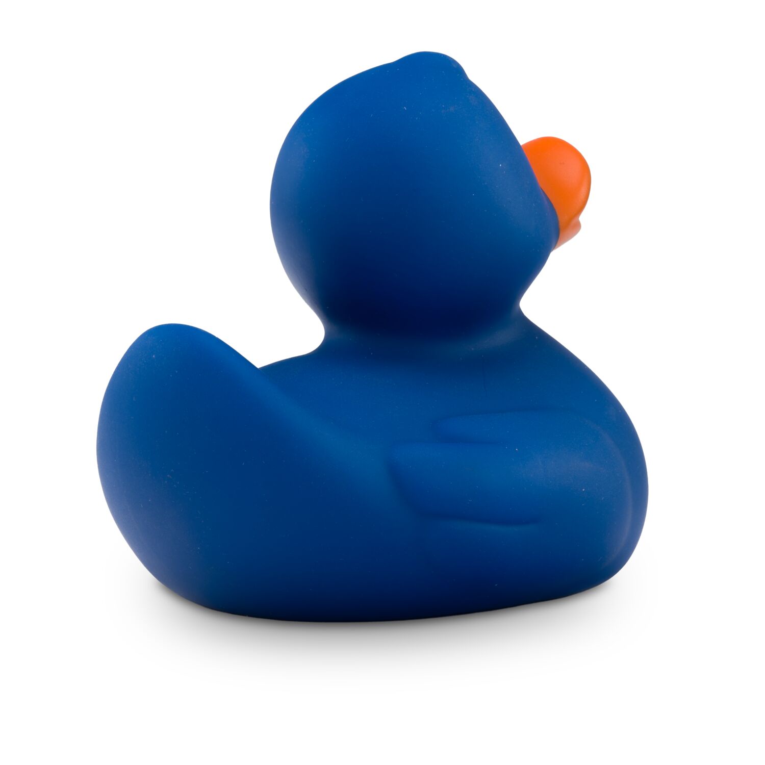 blaue Badeente Boris im Kleinformat mit orangenem Schnabel. Größe: ca. 6 cm. Inklusive Quietschventil