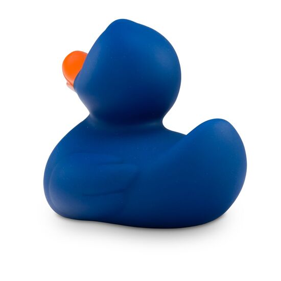 blaue Badeente Boris im Kleinformat mit orangenem Schnabel. Größe: ca. 6 cm. Inklusive Quietschventil
