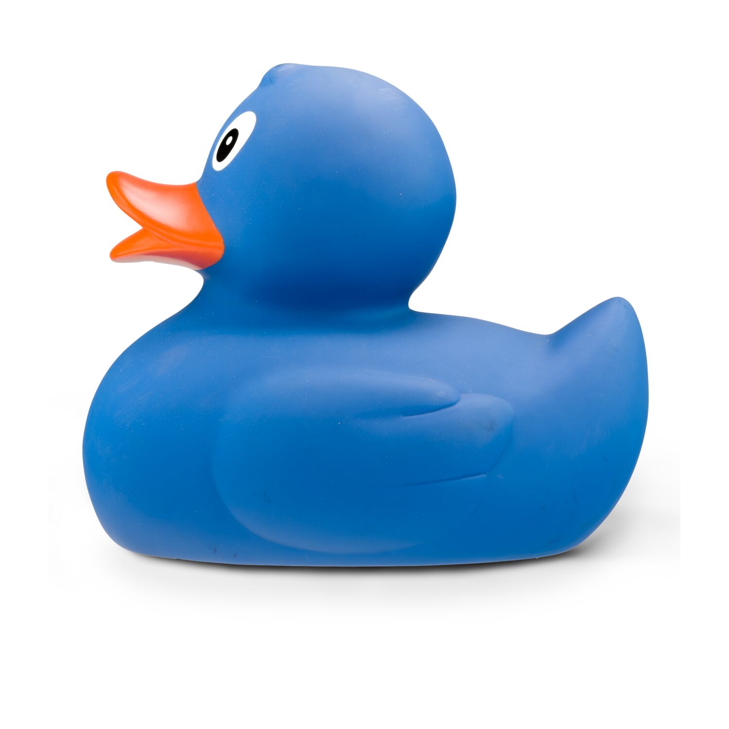 blaue Badeente Boris XXL mit orangenem Schnabel in Übergröße. Größe: ca. 30 cm. Inklusive Quietschventil