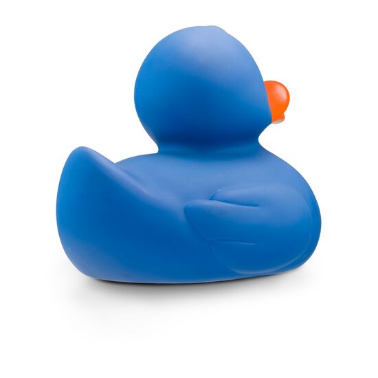 blaue Badeente Boris XXL mit orangenem Schnabel in Übergröße. Größe: ca. 30 cm. Inklusive Quietschventil