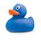 blaue Badeente Boris XXL mit orangenem Schnabel in Übergröße. Größe: ca. 30 cm. Inklusive Quietschventil