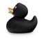 schwarze Badeente Greta Goldschnabel mit goldenem Schnabel, Größe: ca. 8 cm. Inklusive Quietschventil