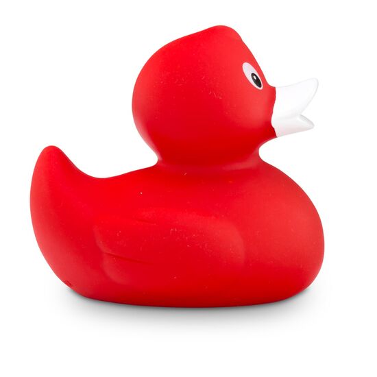 rote Badeente Renate mit weißem Schnabel in Standardform, Größe: ca. 8 cm, inklusive Quietschventil