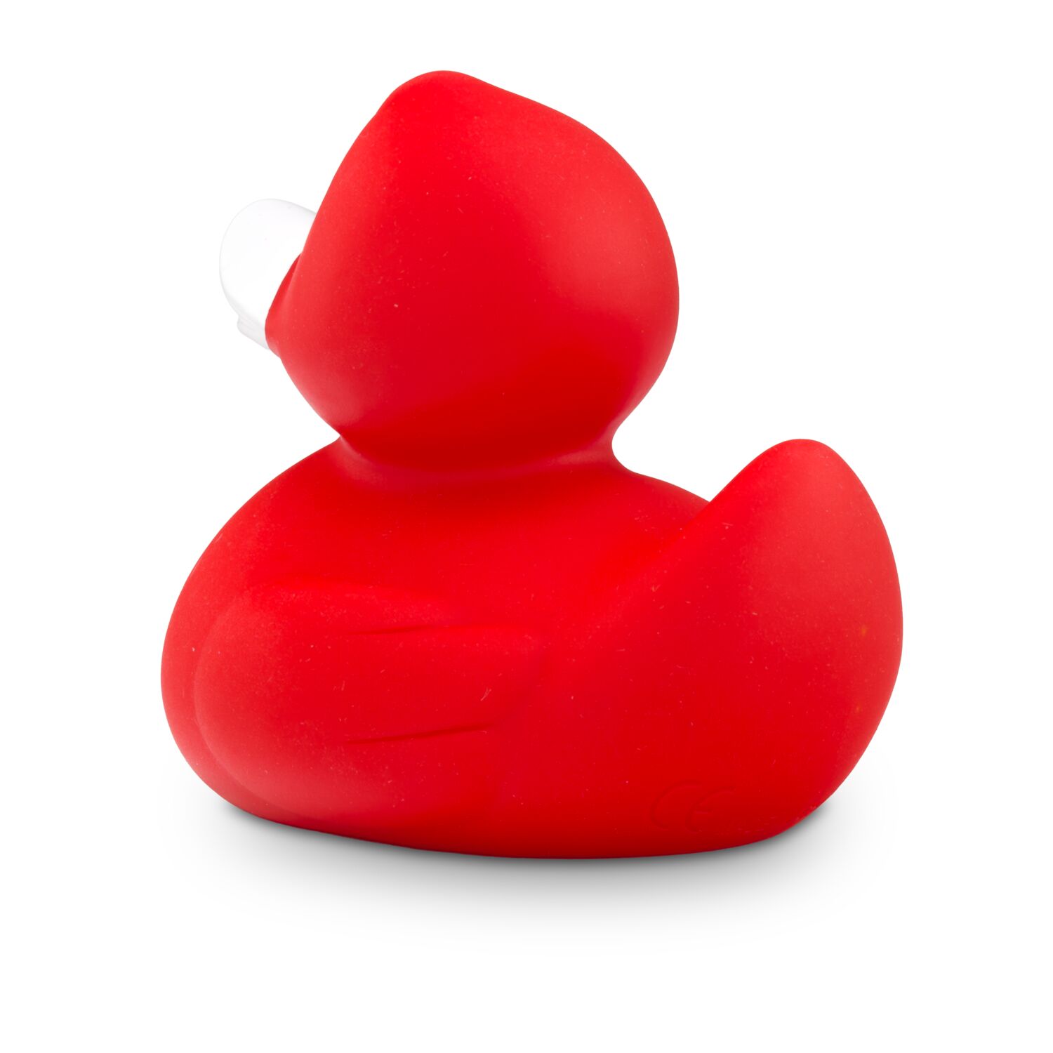 rote Badeente Renate im Kleinformat mit weißem Schnabel, Größe: ca. 6 cm, inklusive Quietschventil