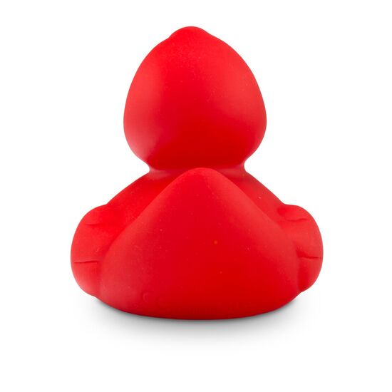 rote Badeente Renate im Kleinformat mit weißem Schnabel, Größe: ca. 6 cm, inklusive Quietschventil