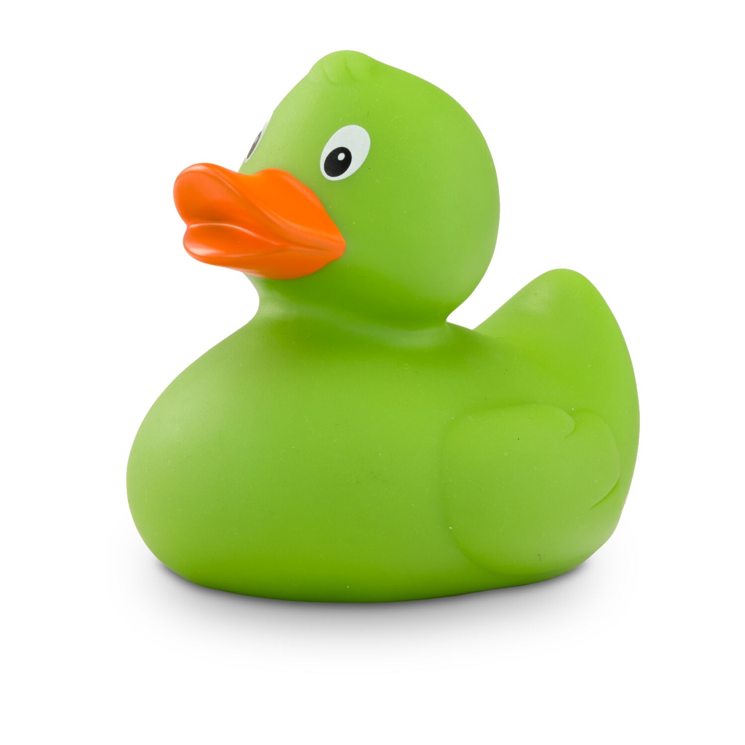 grüne Badeente Gregor mit orangenem Schnabel in Standardform, Größe: ca. 8 cm, inklusive Quietschventil
