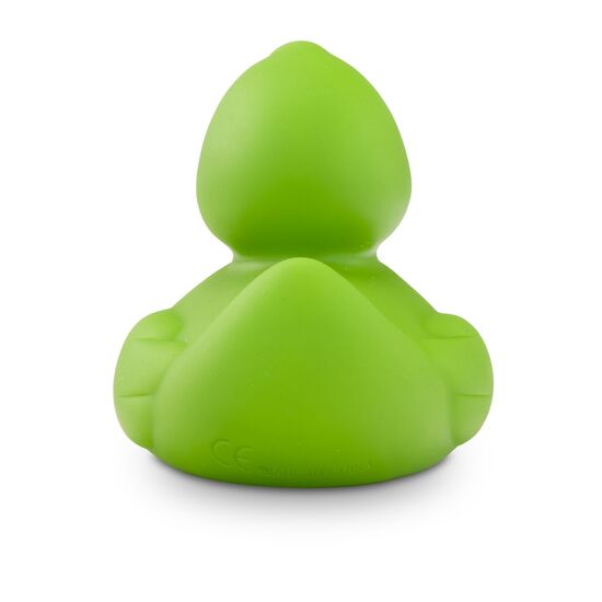 grüne Badeente Gregor mit orangenem Schnabel in Standardform, Größe: ca. 8 cm, inklusive Quietschventil