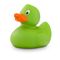 grüne Badeente Gregor im Mini-Format - mit orangenem Schnabel. Größe: ca. 6 cm, inklusive Quietschventil