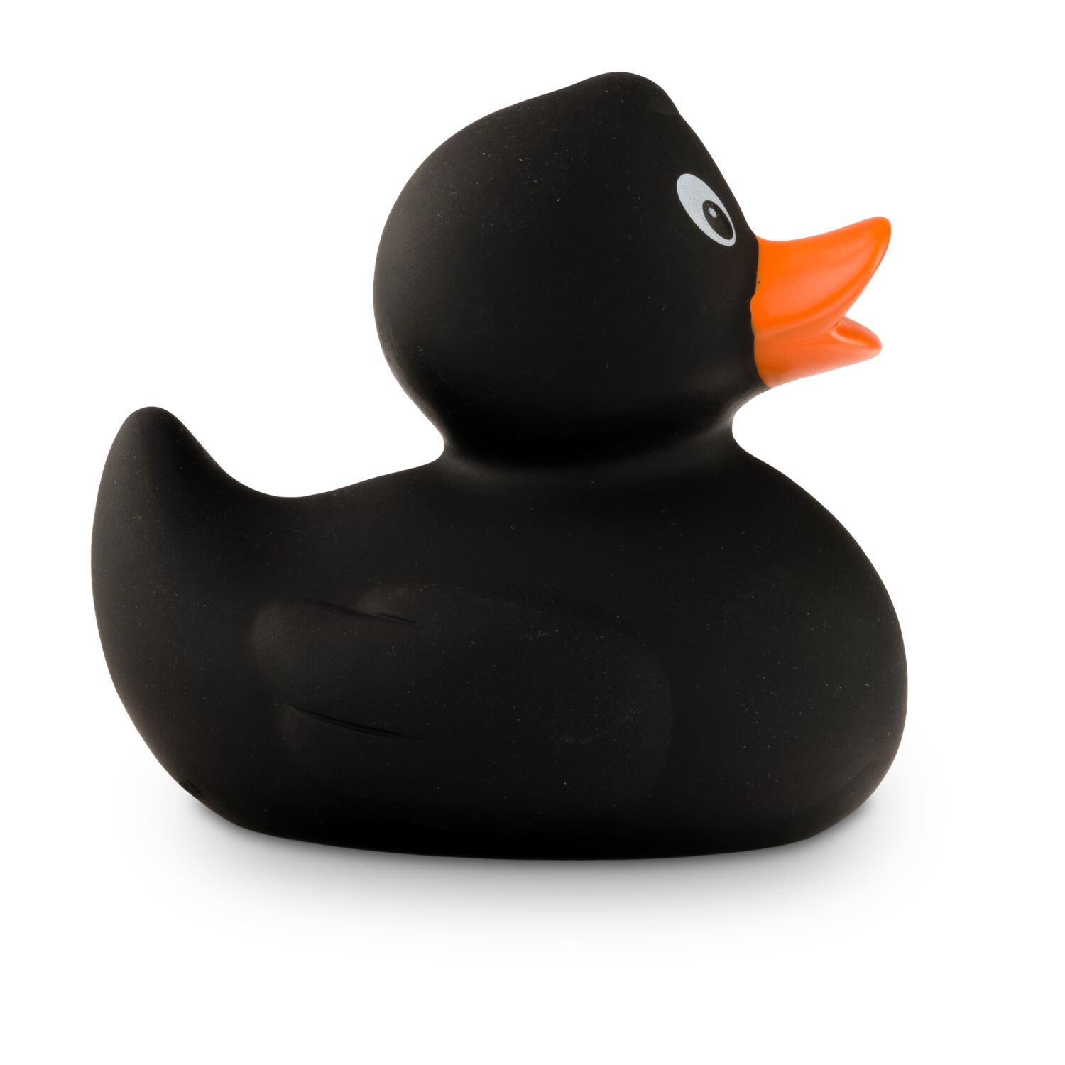 schwarze Badeente Mini-Blacky mit orangenen Schnabel, Größe: ca. 6 cm. Inklusive Quietschventil