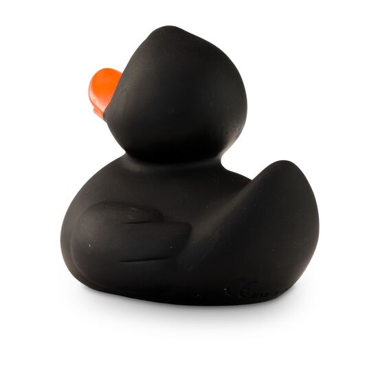 schwarze Badeente Mini-Blacky mit orangenen Schnabel, Größe: ca. 6 cm. Inklusive Quietschventil