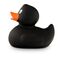 schwarze Badeente Mini-Blacky mit orangenen Schnabel, Größe: ca. 6 cm. Inklusive Quietschventil