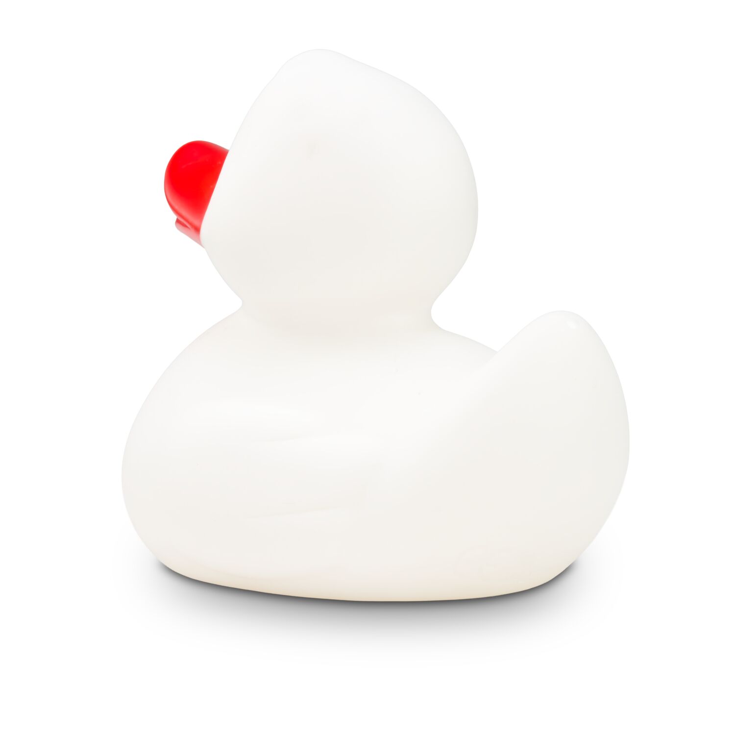 weiße Badeente Snow mit rotem Schnabel, Größe: ca. 8 cm. Inklusive Quietschventil