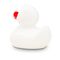 weiße Badeente Snow mit rotem Schnabel, Größe: ca. 8 cm. Inklusive Quietschventil