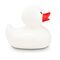 weiße Badeente Snow mit rotem Schnabel, Größe: ca. 8 cm. Inklusive Quietschventil