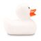 weiße Badeente Snow im Mini-Format mit rotem Schnabel, Größe: ca. 6 cm. Inklusive Quietschventil