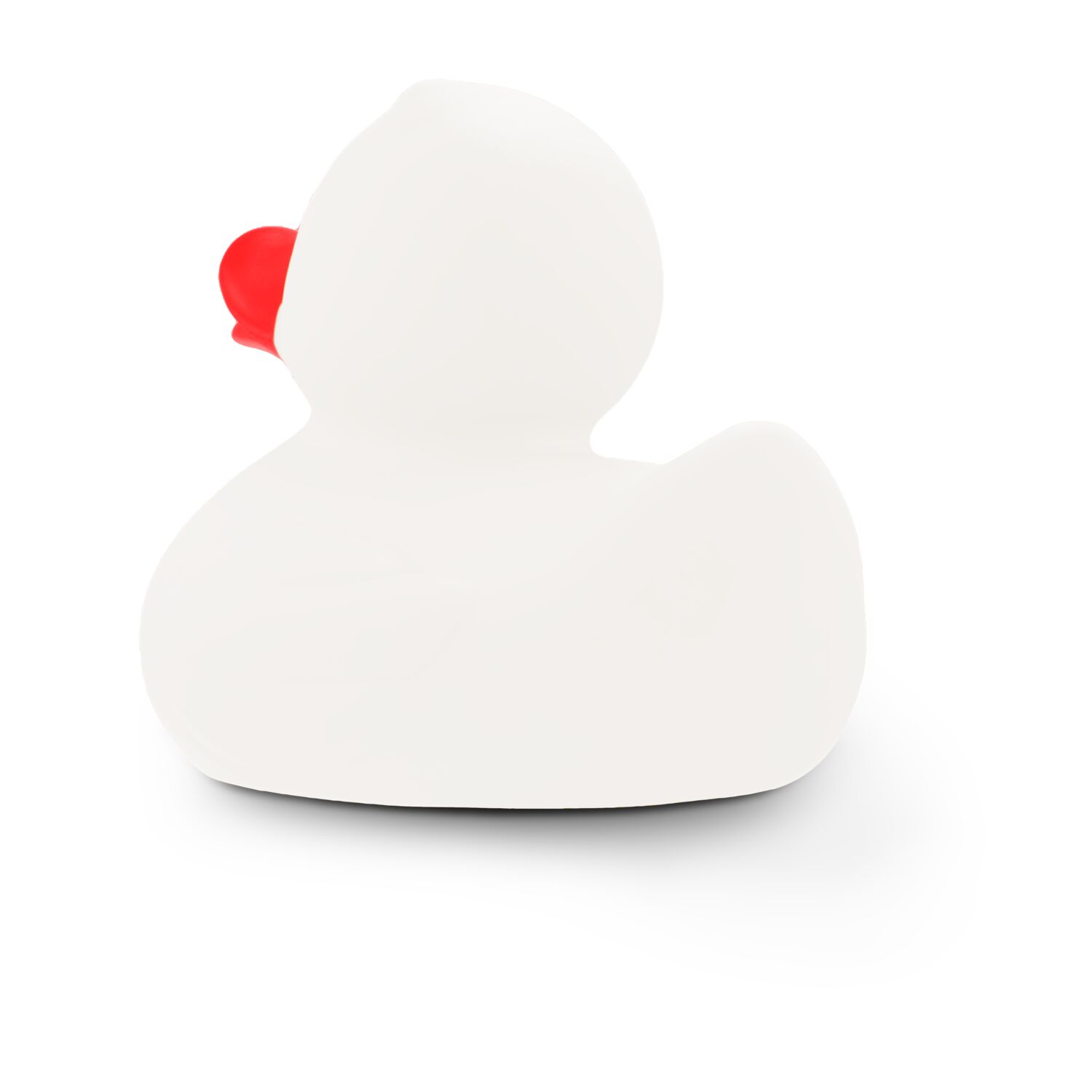 weiße Badeente Snow XXL im Großformat mit rotem Schnabel, Größe: ca. 30 cm. Inklusive Quietschventil