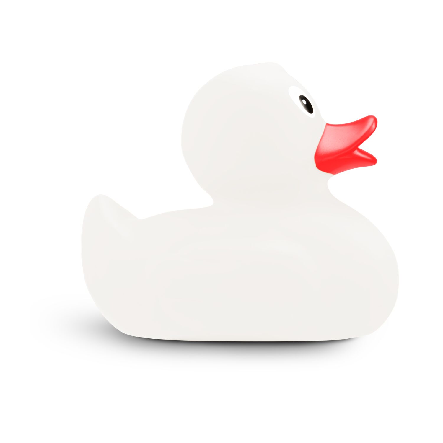 weiße Badeente Snow XXL im Großformat mit rotem Schnabel, Größe: ca. 30 cm. Inklusive Quietschventil
