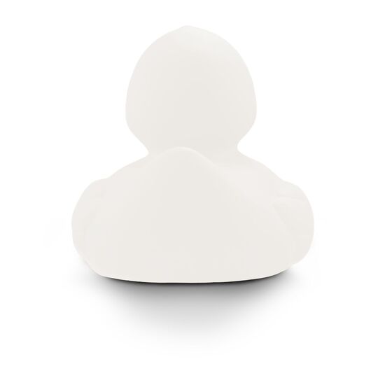 weiße Badeente Snow XXL im Großformat mit rotem Schnabel, Größe: ca. 30 cm. Inklusive Quietschventil