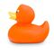 orangene Werbeente Clementine mit gelbem Schnabel, Größe: ca. 8 cm. Inklusive Quietschventil