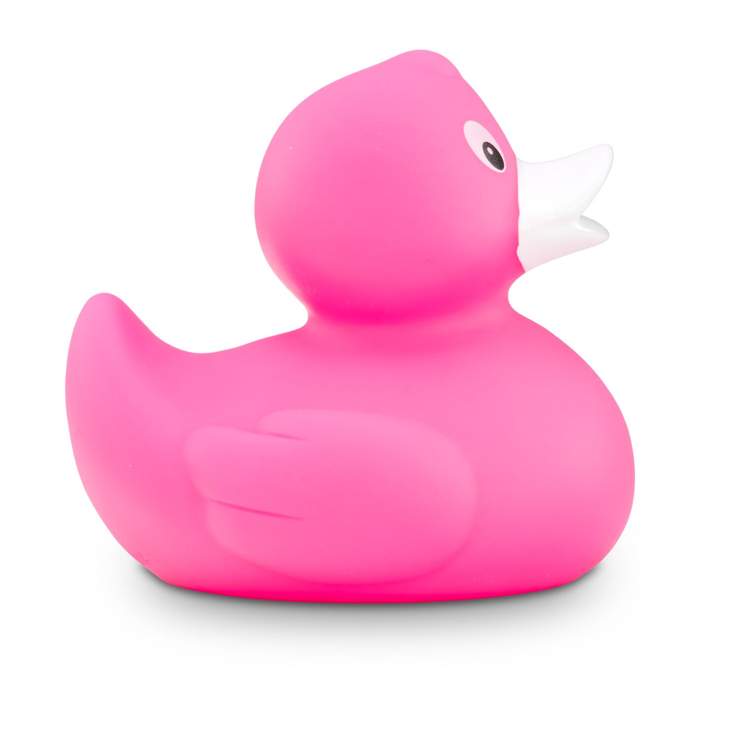 pinke Badeente Pinkie mit weißem Schnabel in der Standardform, Größe: ca. 8 cm. Inklusive Quietschventil