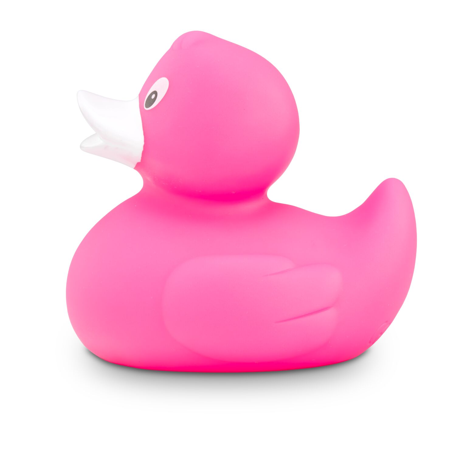 pinke Badeente Pinkie Mini mit weißem Schnabel im Kleinformat, Größe: ca. 6 cm. Inklusive Quietschventil