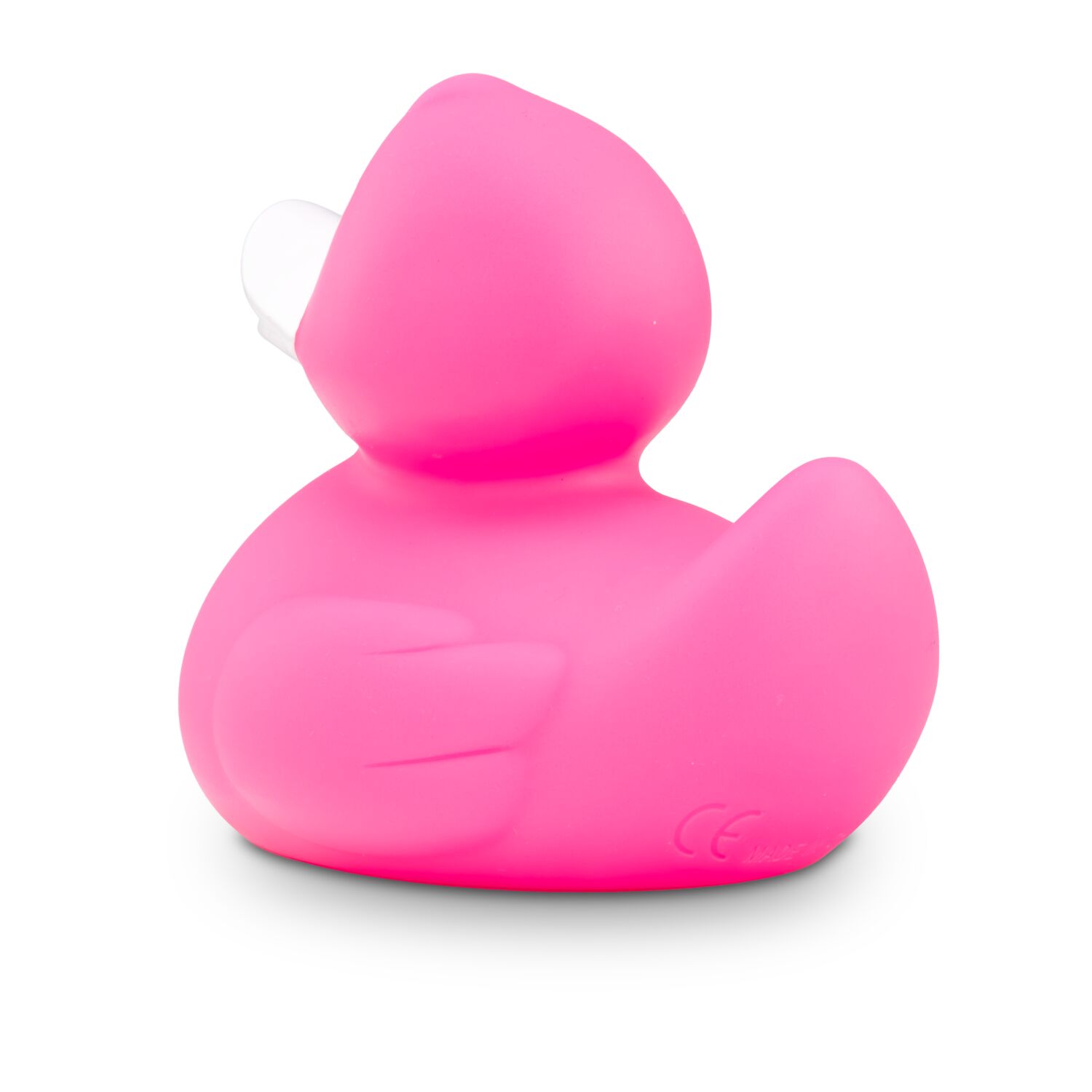 pinke Badeente Pinkie Mini mit weißem Schnabel im Kleinformat, Größe: ca. 6 cm. Inklusive Quietschventil