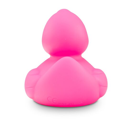 pinke Badeente Pinkie Mini mit weißem Schnabel im Kleinformat, Größe: ca. 6 cm. Inklusive Quietschventil