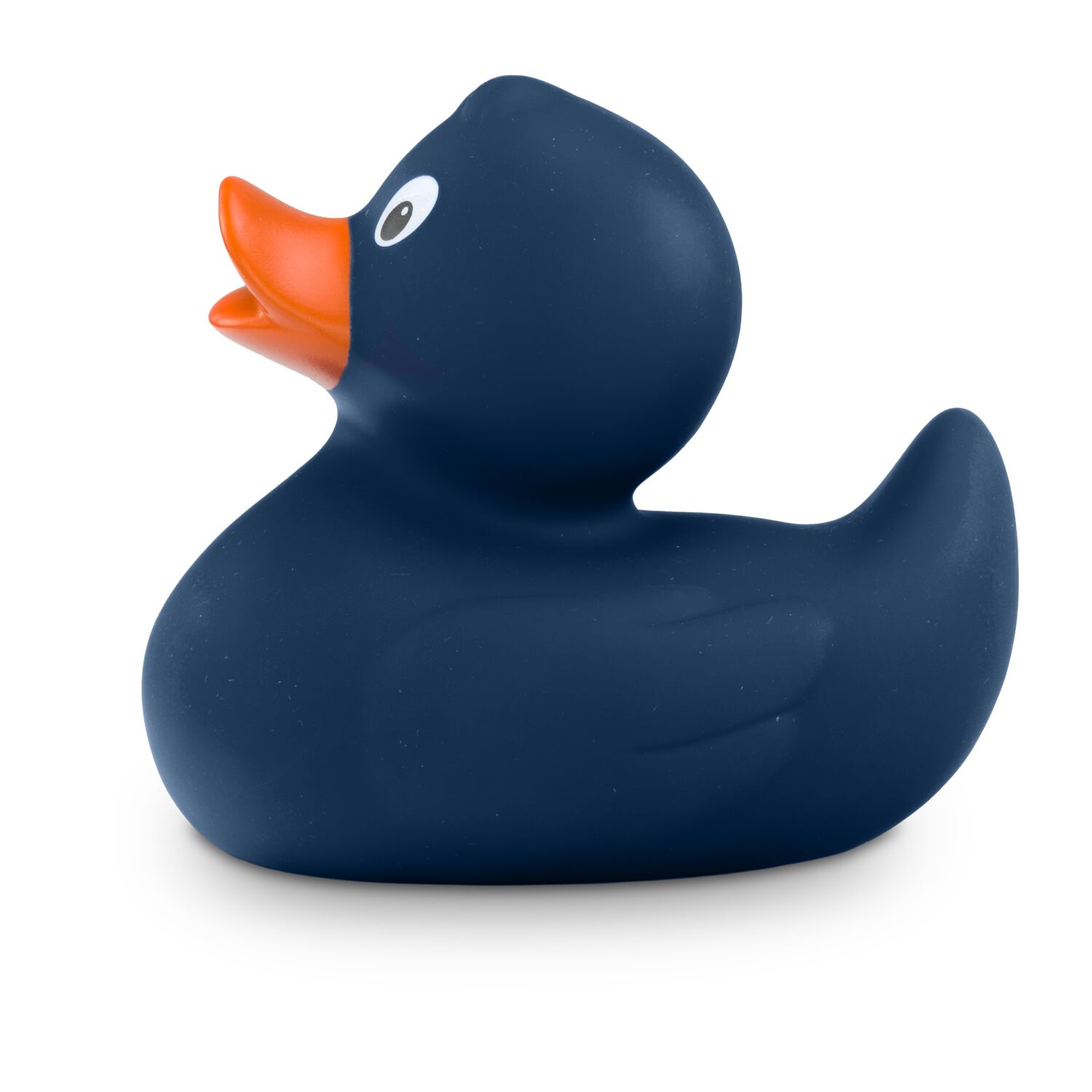 dunkelblaue Badeente Daniel mit orangenem Schnabel, Größe: ca. 8 cm, inklusive Quietschventil