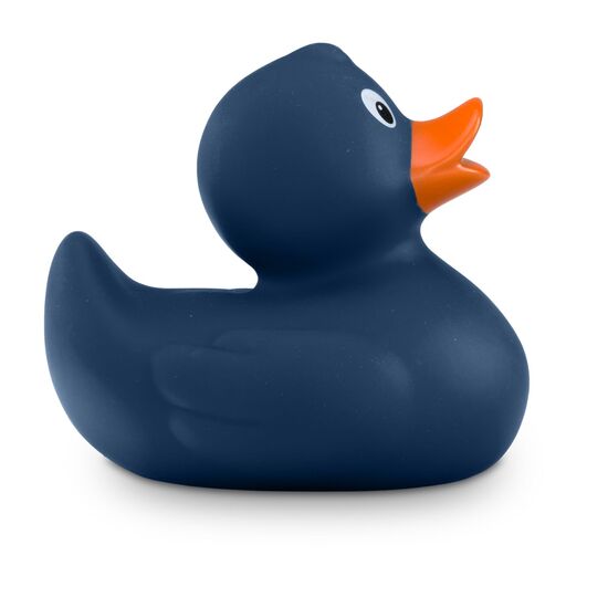 dunkelblaue Badeente Daniel mit orangenem Schnabel, Größe: ca. 8 cm, inklusive Quietschventil