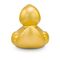 goldene Werbeente Goldmarie mit orangenem Schnabel in Standardform, Größe: ca. 8 cm. Inklusive Quietschventil