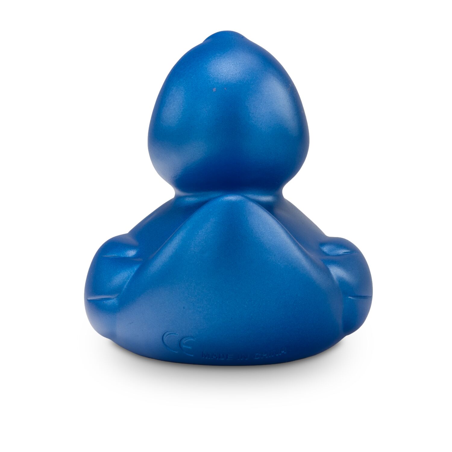 kobaltblaue Werbeente Bianca Blauglanz mit orangenem Schnabel in Standardform, Größe: ca. 8 cm. Inklusive Quietschventil