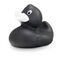 anthrazite Werbeente Aaron Anthrazit mit weißem Schnabel in Standardform, Größe: ca. 8 cm. Inklusive Quietschventil