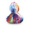 bunte Werbeente Robin Rainbow mit bordeauxfarbenen Schnabel, Größe: ca. 8 cm. Inklusive Quietschventil