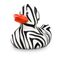 schwarz-weiße Werbeente Zoe Zebra mit orangenem Schnabel in Standardform, Größe: ca. 8 cm. Inklusive Quietschventil