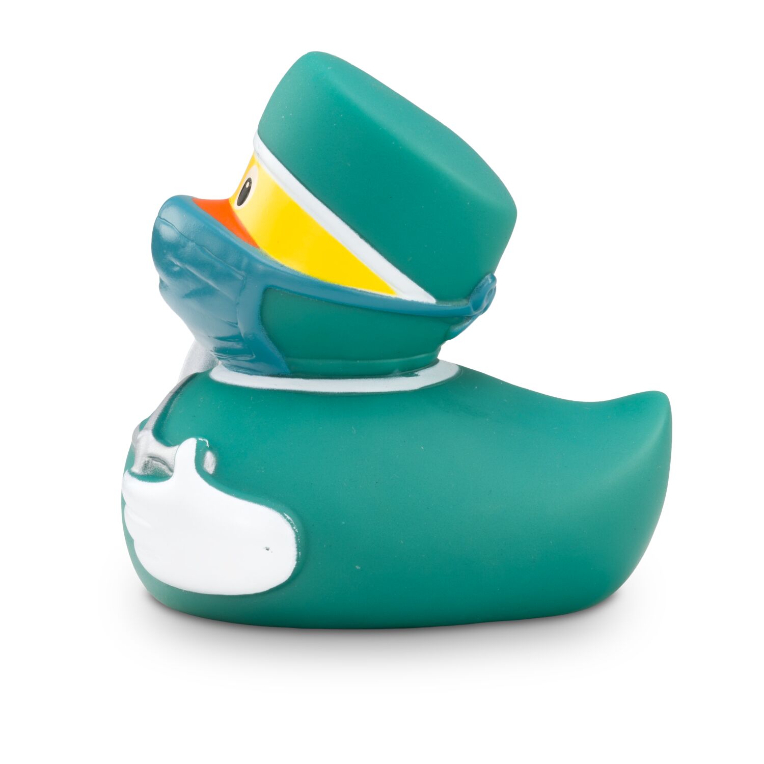 gelbe Badeente Otto Operateur mit OP-Kleidung, Skalpell und Schere, Größe: ca. 8 cm, inklusive Quietschventil