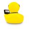 gelbe Werbeente Oskar Office mit orangenem Schnabel,Headset und Laptop, Größe: ca. 8 cm. Inklusive Quietschventil