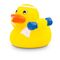 gelbe Badeente Herbert Hantel mit Hantel, Handtuch und Stirnband, Größe: ca. 8 cm. Inklusive Quietschventil