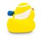 gelbe Badeente Herbert Hantel mit Hantel, Handtuch und Stirnband, Größe: ca. 8 cm. Inklusive Quietschventil